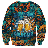 Beer Lovers Cheers To Good Times Sweatshirt Urban Graffiti Pattern With Frothy Clinking Mugs Art
