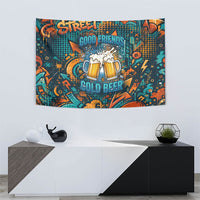 Beer Lovers Cheers To Good Times Tapestry Urban Graffiti Pattern With Frothy Clinking Mugs Art