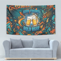 Beer Lovers Cheers To Good Times Tapestry Urban Graffiti Pattern With Frothy Clinking Mugs Art