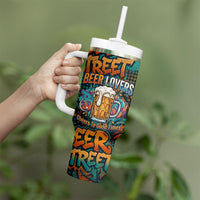 Beer Lovers Cheers To Good Times Tumbler With Handle Urban Graffiti Pattern With Frothy Clinking Mugs Art