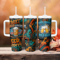 Beer Lovers Cheers To Good Times Tumbler With Handle Urban Graffiti Pattern With Frothy Clinking Mugs Art