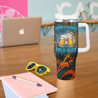 Beer Lovers Cheers To Good Times Tumbler With Handle Urban Graffiti Pattern With Frothy Clinking Mugs Art