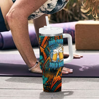 Beer Lovers Cheers To Good Times Tumbler With Handle Urban Graffiti Pattern With Frothy Clinking Mugs Art