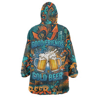 Beer Lovers Cheers To Good Times Wearable Blanket Hoodie Urban Graffiti Pattern With Frothy Clinking Mugs Art