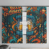 Beer Lovers Cheers To Good Times Window Curtain Urban Graffiti Pattern With Frothy Clinking Mugs Art