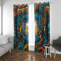 Beer Lovers Cheers To Good Times Window Curtain Urban Graffiti Pattern With Frothy Clinking Mugs Art