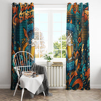 Beer Lovers Cheers To Good Times Window Curtain Urban Graffiti Pattern With Frothy Clinking Mugs Art