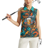 Beer Lovers Cheers To Good Times Women Sleeveless Polo Shirt Urban Graffiti Pattern With Frothy Clinking Mugs Art