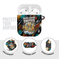 Beer Lovers United Brew Mode On AirPods Case Retro Comic Beer Characters Clinking Glasses