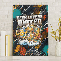 Beer Lovers United Brew Mode On Canvas Wall Art Retro Comic Beer Characters Clinking Glasses