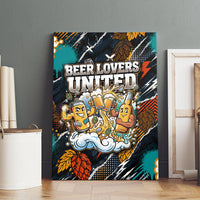 Beer Lovers United Brew Mode On Canvas Wall Art Retro Comic Beer Characters Clinking Glasses