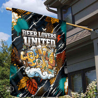 Beer Lovers United Brew Mode On Garden Flag Retro Comic Beer Characters Clinking Glasses