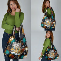 Beer Lovers United Brew Mode On Grocery Bag Retro Comic Beer Characters Clinking Glasses