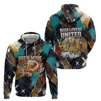 Beer Lovers United Brew Mode On Hoodie Retro Comic Beer Characters Clinking Glasses