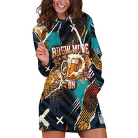 Beer Lovers United Brew Mode On Hoodie Dress Retro Comic Beer Characters Clinking Glasses