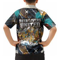 Beer Lovers United Brew Mode On Kid Hawaiian Shirt Retro Comic Beer Characters Clinking Glasses