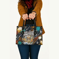 Beer Lovers United Brew Mode On Leather Bag Retro Comic Beer Characters Clinking Glasses