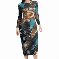 Beer Lovers United Brew Mode On Long Sleeve Bodycon Dress Retro Comic Beer Characters Clinking Glasses
