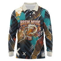 Beer Lovers United Brew Mode On Long Sleeve Polo Shirt Retro Comic Beer Characters Clinking Glasses