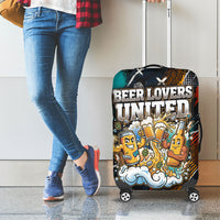 Beer Lovers United Brew Mode On Luggage Cover Retro Comic Beer Characters Clinking Glasses