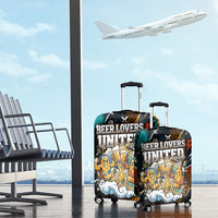 Beer Lovers United Brew Mode On Luggage Cover Retro Comic Beer Characters Clinking Glasses