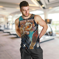 Beer Lovers United Brew Mode On Men Tank Top Retro Comic Beer Characters Clinking Glasses