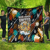 Beer Lovers United Brew Mode On Quilt Retro Comic Beer Characters Clinking Glasses