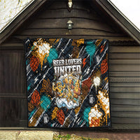 Beer Lovers United Brew Mode On Quilt Retro Comic Beer Characters Clinking Glasses