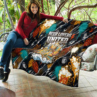 Beer Lovers United Brew Mode On Quilt Retro Comic Beer Characters Clinking Glasses