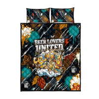Beer Lovers United Brew Mode On Quilt Bed Set Retro Comic Beer Characters Clinking Glasses
