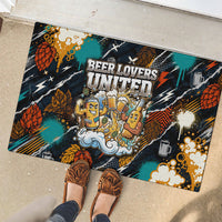 Beer Lovers United Brew Mode On Rubber Doormat Retro Comic Beer Characters Clinking Glasses