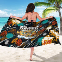 Beer Lovers United Brew Mode On Sarong Retro Comic Beer Characters Clinking Glasses