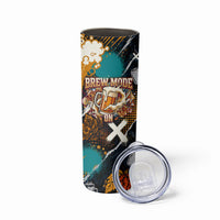 Beer Lovers United Brew Mode On Skinny Tumbler Retro Comic Beer Characters Clinking Glasses