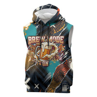 Beer Lovers United Brew Mode On Sleeveless Hoodie Retro Comic Beer Characters Clinking Glasses