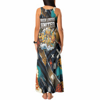Beer Lovers United Brew Mode On Tank Maxi Dress Retro Comic Beer Characters Clinking Glasses