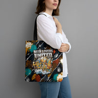 Beer Lovers United Brew Mode On Tote Bag Retro Comic Beer Characters Clinking Glasses