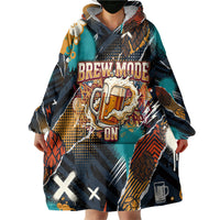 Beer Lovers United Brew Mode On Wearable Blanket Hoodie Retro Comic Beer Characters Clinking Glasses