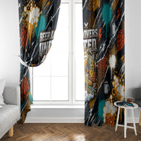 Beer Lovers United Brew Mode On Window Curtain Retro Comic Beer Characters Clinking Glasses