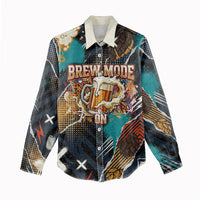 Beer Lovers United Brew Mode On Women Casual Shirt Retro Comic Beer Characters Clinking Glasses