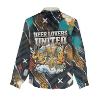 Beer Lovers United Brew Mode On Women Casual Shirt Retro Comic Beer Characters Clinking Glasses