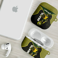 Personalized Brazil Football AirPods Case Gothic Skull Skeleton Mascot Flaming Soccer Ball
