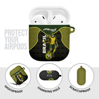 Personalized Brazil Football AirPods Case Gothic Skull Skeleton Mascot Flaming Soccer Ball