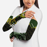 Personalized Brazil Football Arm Sleeves Gothic Skull Skeleton Mascot Flaming Soccer Ball