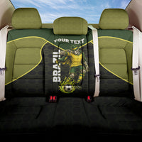 Personalized Brazil Football Back Car Seat Cover Gothic Skull Skeleton Mascot Flaming Soccer Ball