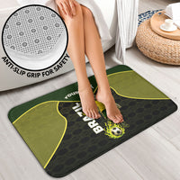 Personalized Brazil Football Bathroom Set Gothic Skull Skeleton Mascot Flaming Soccer Ball