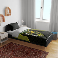 Personalized Brazil Football Bedding Set Gothic Skull Skeleton Mascot Flaming Soccer Ball