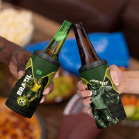 Personalized Brazil Football 4 in 1 Can Cooler Tumbler Gothic Skull Skeleton Mascot Flaming Soccer Ball
