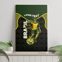 Personalized Brazil Football Canvas Wall Art Gothic Skull Skeleton Mascot Flaming Soccer Ball