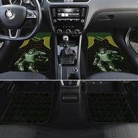 Personalized Brazil Football Car Mats Gothic Skull Skeleton Mascot Flaming Soccer Ball