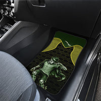 Personalized Brazil Football Car Mats Gothic Skull Skeleton Mascot Flaming Soccer Ball
